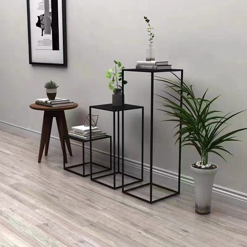 婚庆几何b路引铁艺方框长方体花器立体长方形T台组合花架摆件装饰