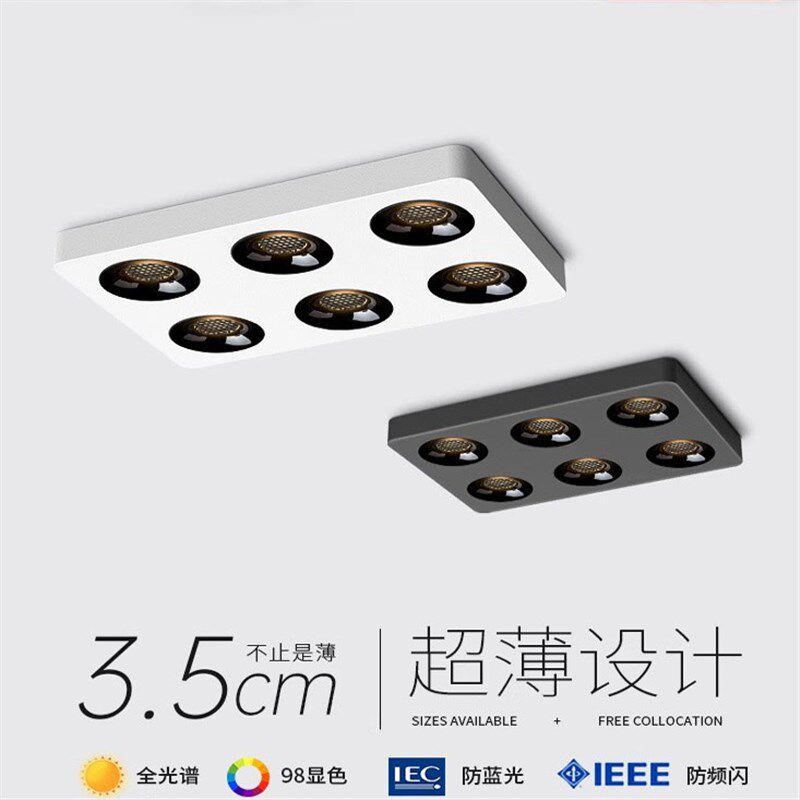 明装筒灯圆形超薄防眩光方形客x厅阳台智能led免打孔吸顶灯斗胆灯