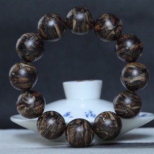 柬埔寨菩萨棋沉水老料20mm沉香手串手链虎斑纹奇楠棋楠沉香木手串