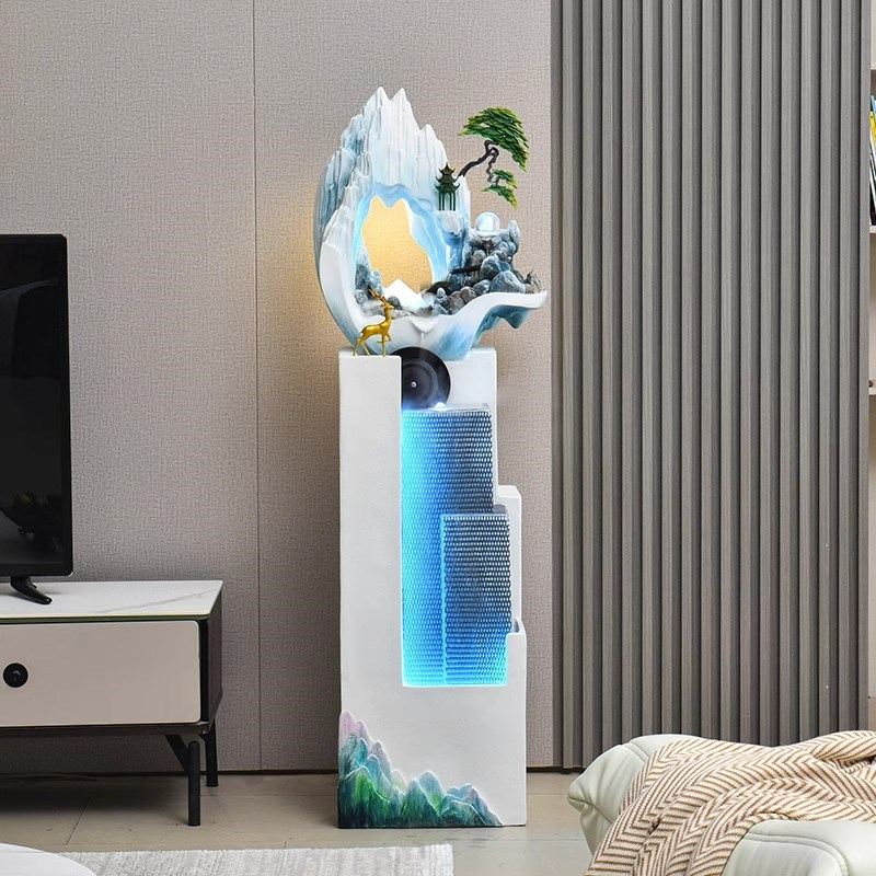 财源滚滚水车时来运转落地流水摆件转运球客厅别墅楼梯下客厅玄关