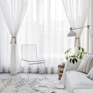 现货速发14Y窗帘纱帘布白纱薄窗纱布料成品白色沙飘窗台纱卧室遮