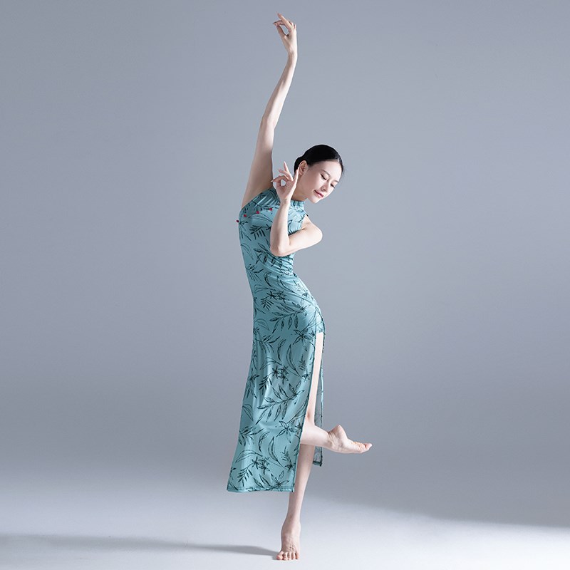 现代舞练功服无袖专用舞蹈旗袍复古民国风修身古典舞舞蹈服女夏季