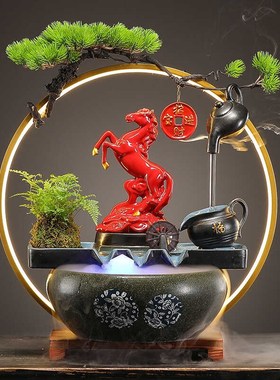 创意悬壶招财猫流水摆件乔迁开业礼物家居客厅办公室轻奢装饰摆设