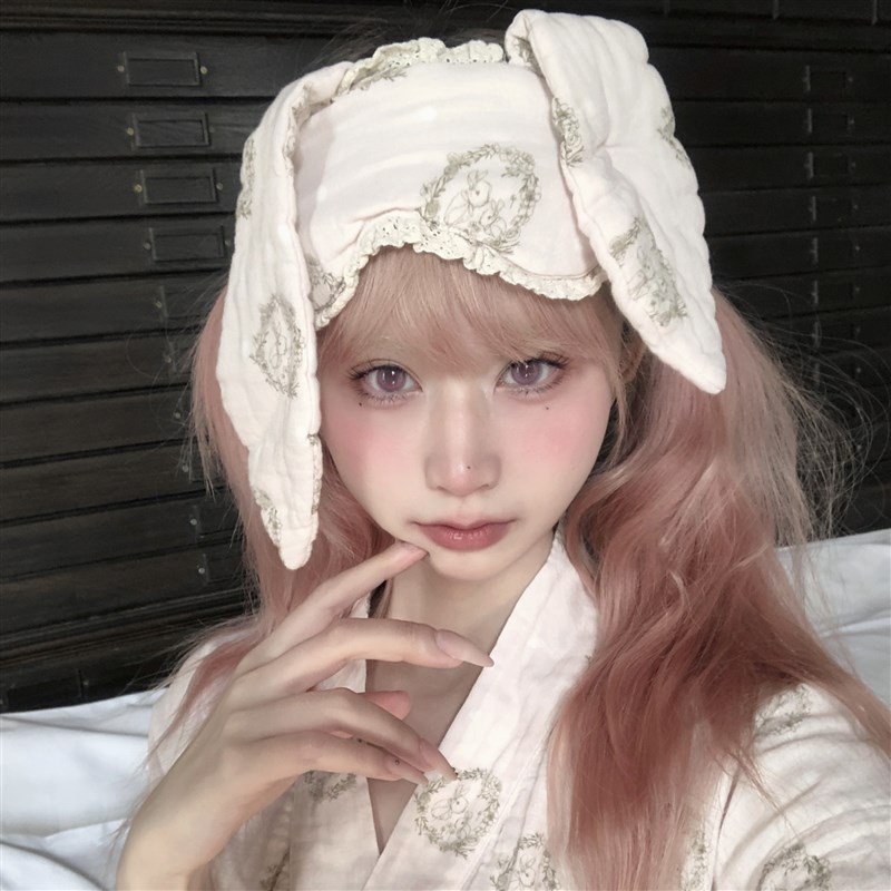 MonddoM猫耳/兔耳少女感昭和日系花边眼罩发带头饰