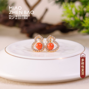 MIAO ZHENBAO天然红珊瑚耳环 福红盈门 多样性