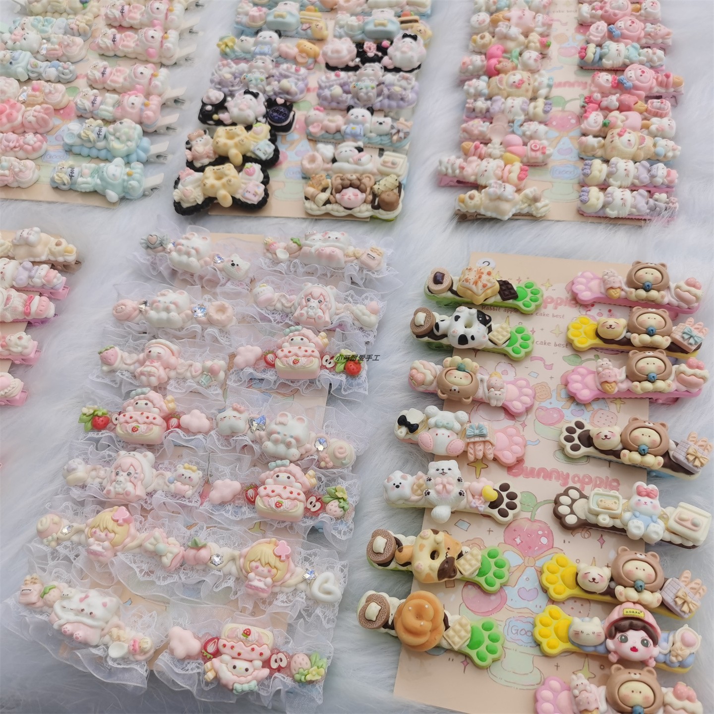 成品手工奶油胶发夹diy饰品配件树脂发饰材料可爱卡通少女侧边夹