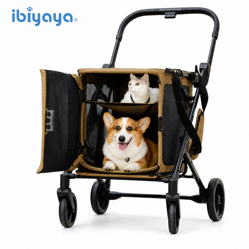 ibiyaya超米号宠物推车双层户外露营车载笼猫狗可折叠分离FS2480