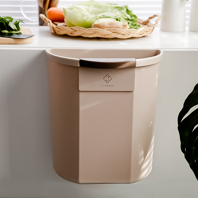 厨房垃圾桶挂式家用大号橱柜门收纳G筒创意厨余垃圾篓悬挂带刮板