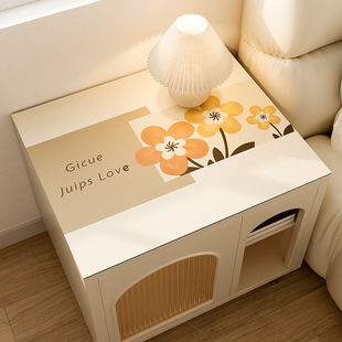 卧室现代简约床头柜盖布垫子防烫防水免洗桌布皮革桌W面防滑保护