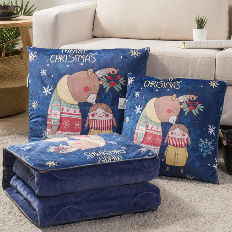 加厚多功能抱枕被子两用珊瑚绒毯子靠垫靠枕O头被折叠汽车载午休