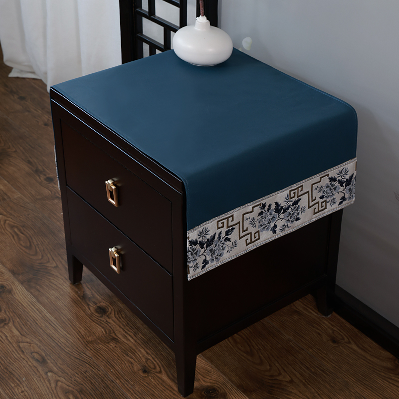 防水床头柜盖布防尘罩布艺新中式卧室F家用简约现代红木小桌布垫