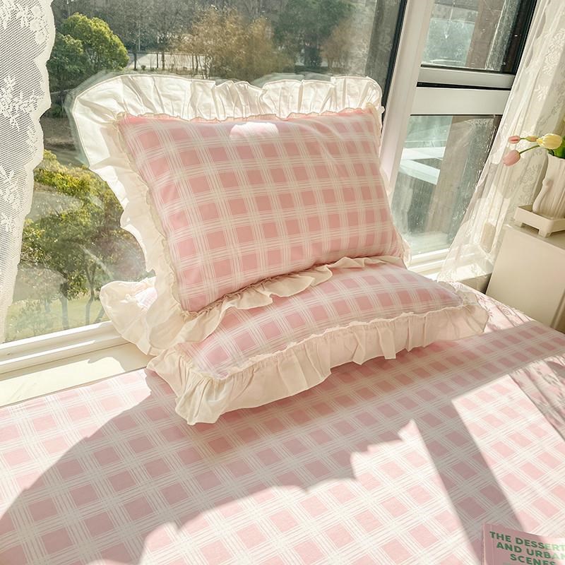 网红款花边100全棉枕套一对装公主风枕头套4M8cmx74cm整头套