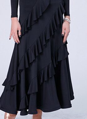 ME半身裙练习百合广场舞RO舞裙裙华尔国标大兹I交谊舞裙摩登U新款