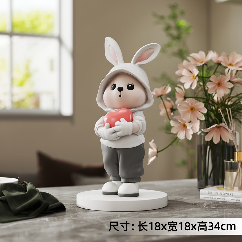 可爱兔子摆件客厅玄关酒柜家x居饰品办公室桌面装饰送闺蜜生日礼