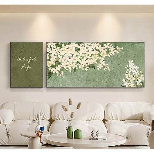 绿植花卉现代简约客厅沙发装饰画北欧挂画组合二联画奶油风壁画卧