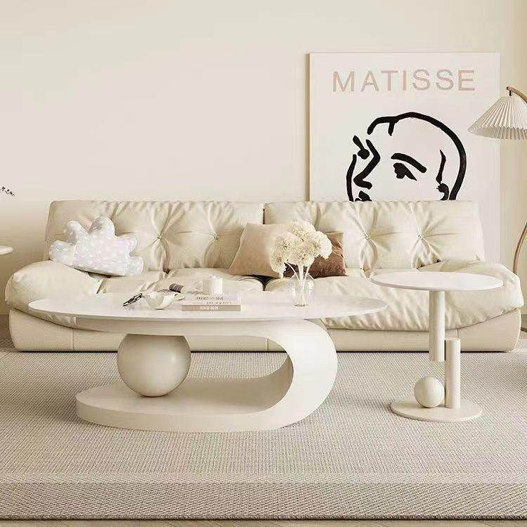 椭圆形茶几岩板茶几家用客厅爆款简约桌子网红北欧风茶几小户型