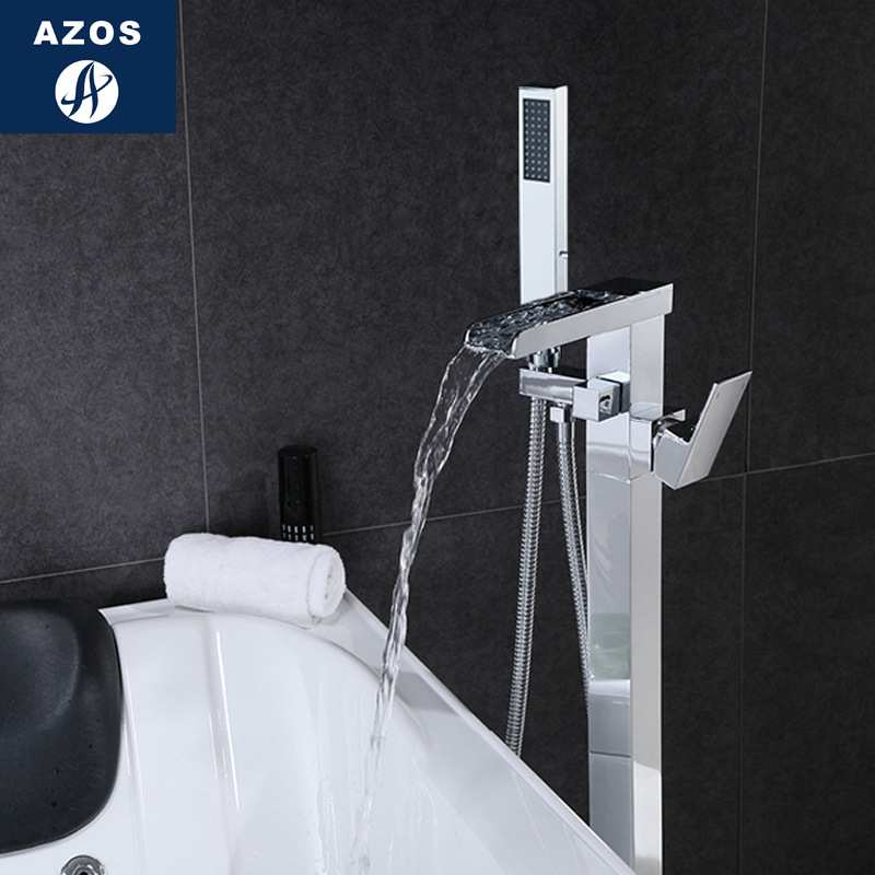 跨境厂家  AZOS全铜多款冷热单把双控落地浴缸龙头缸边式浴缸龙头