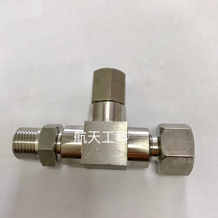 M16x1.5-PT1/8-M16x1.5 不锈钢内外丝三通接头 组合件 压力25Mpa