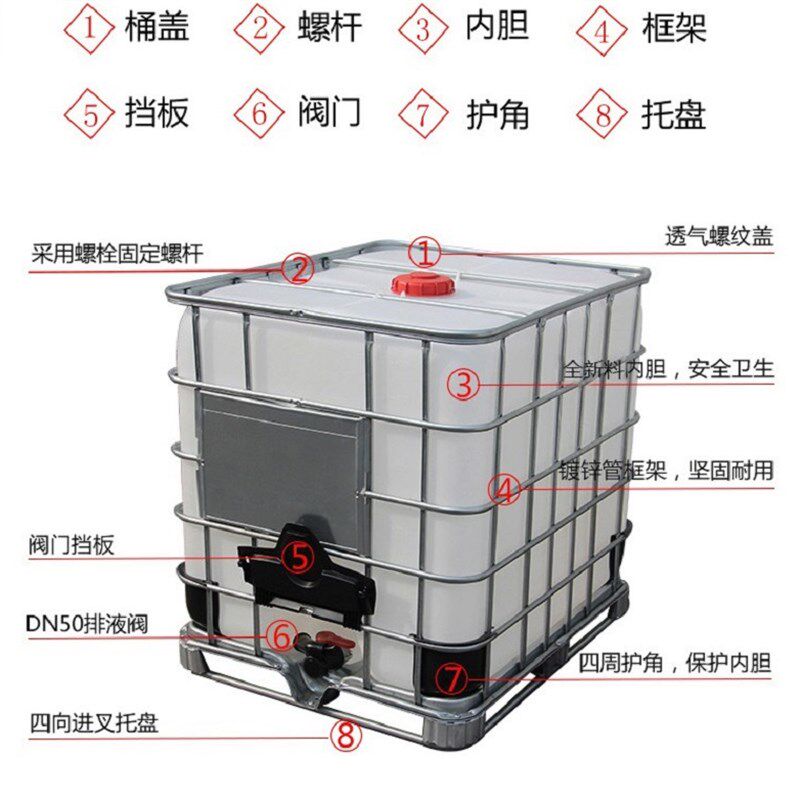 全新IBC集装桶塑料吨桶1000L升1吨加厚储水罐柴油桶化工桶pe水箱