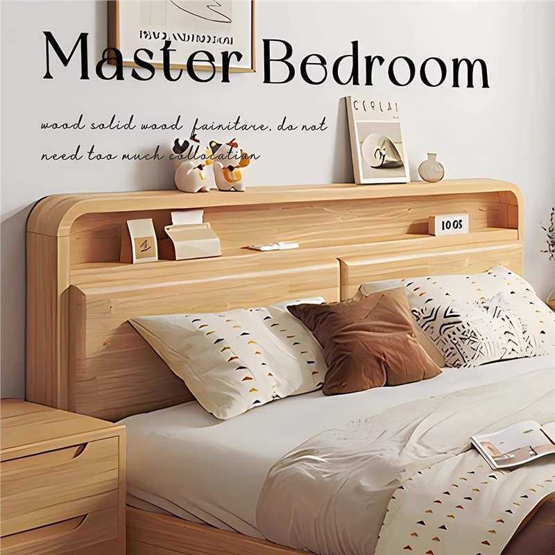 Fls北欧风橡胶木实木床家用1.8米主卧大床婚床1.5m单人1.2米出租