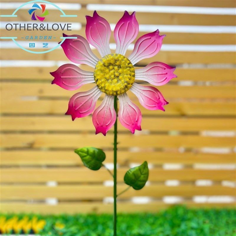 花园露台庭e院铁艺旋转小花风车地插创意户外阳台布置网红装饰摆