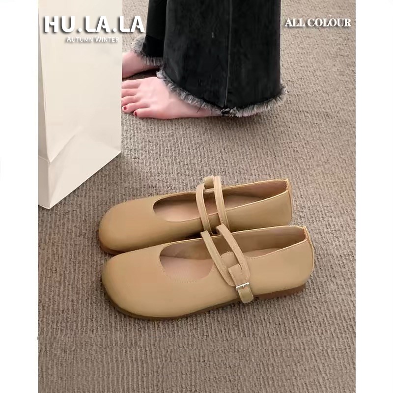 单鞋女鞋a子2025新款夏季法式软底平底温柔奶奶鞋玛丽珍小皮鞋