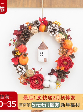 阿楹 乔迁新年装饰挂件办公室店里玻璃门电视背景墙X红色年宵花环