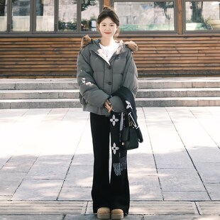 超好看短款大毛领连帽羽绒棉袄女冬2024新款韩国高级感洋气面包服