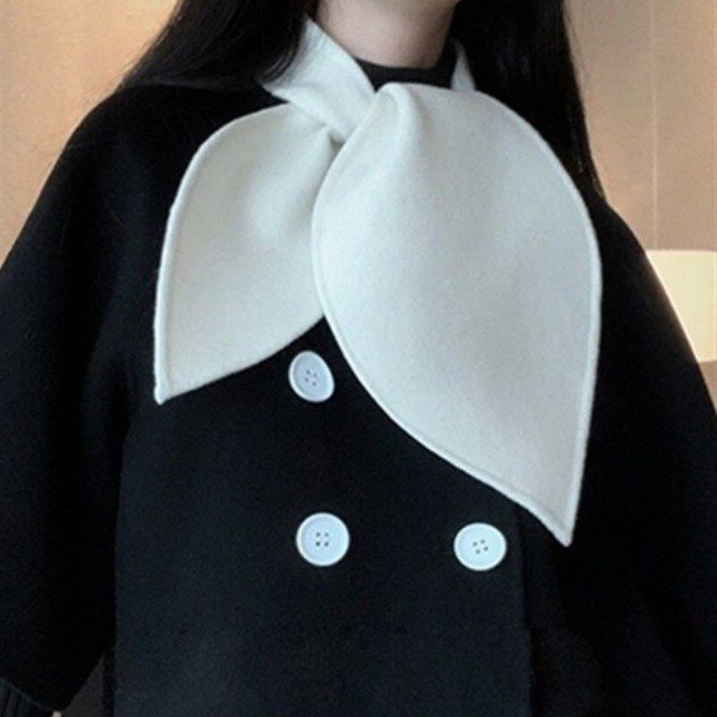 秋冬新款保暖装饰围脖树叶形披肩领带呢子围巾多功能披肩领女