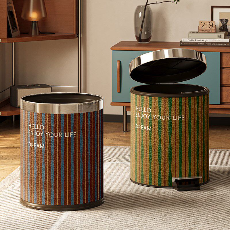 中古风大号大容量高颜值垃圾桶客A厅厨房卧室耐用纸篓带盖内外双