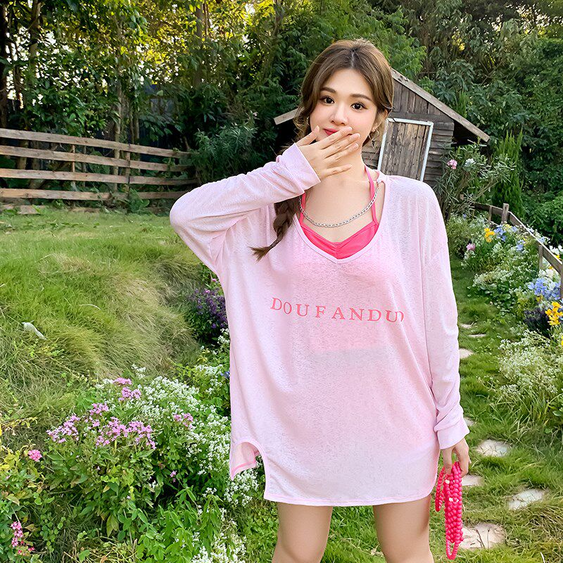 泳衣女款分体三件套显瘦遮肚保x守长袖罩衫大码胖mm高颜值温泉泳