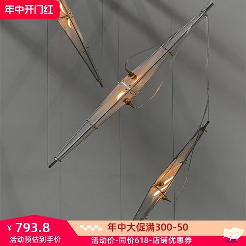 艺居灯饰餐厅吧台长条吊灯一字玻璃极简简M约现代大气前台餐桌吊