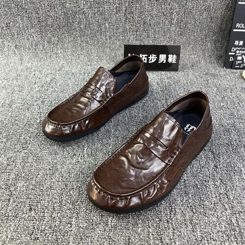 701-21手工夏季商务休闲一脚蹬手抓纹豆豆鞋懒人驾车软底鞋男