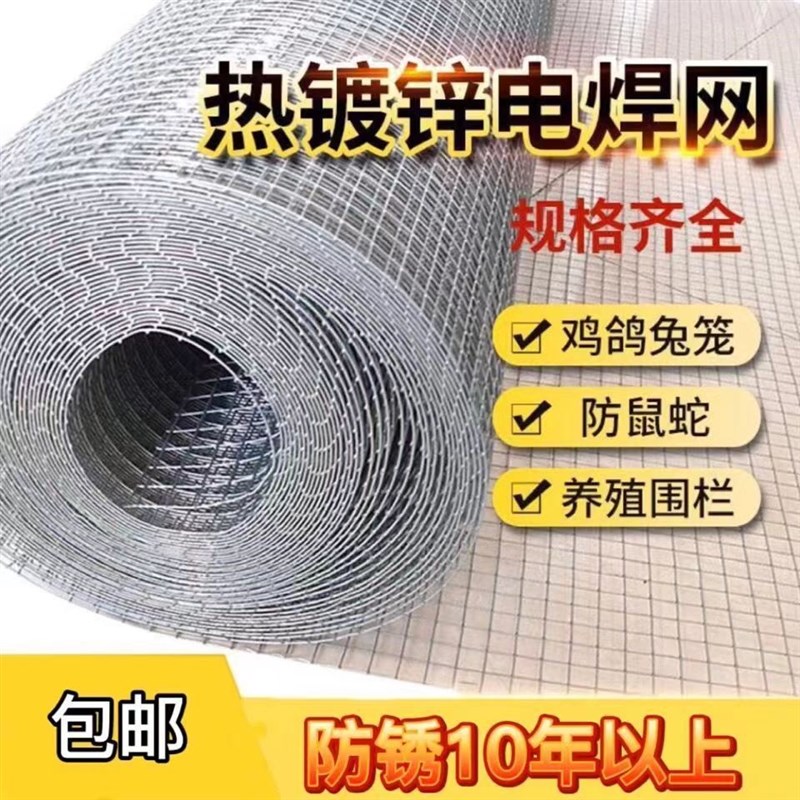 镀锌防锈铁丝网钢丝网围栏养殖网防鼠防蛇鸡鸭热镀锌阳台防护网