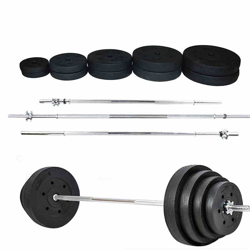 举重杠铃套装家用男健身器材深蹲包胶杠铃片小孔练臂肌组合小杠铃