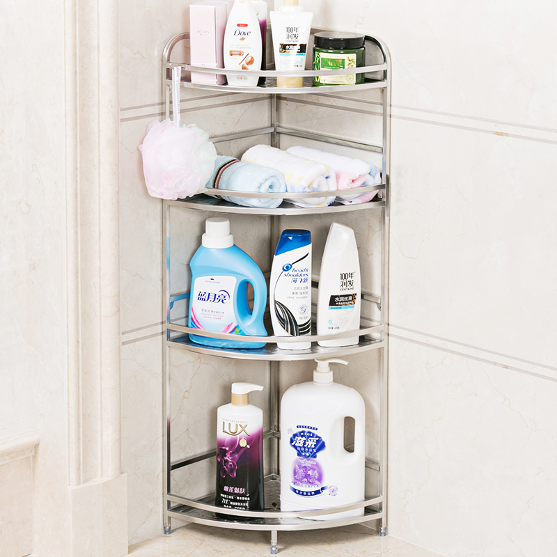 卫生间置物架壁挂收纳架落地浴室防水304不锈钢厕所三角形冲凉房