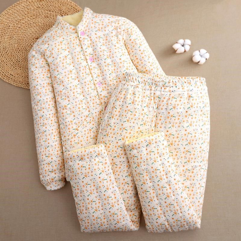 女士棉花手工棉衣套装 成人加厚棉袄棉裤L妈妈装棉服保暖内胆冬季