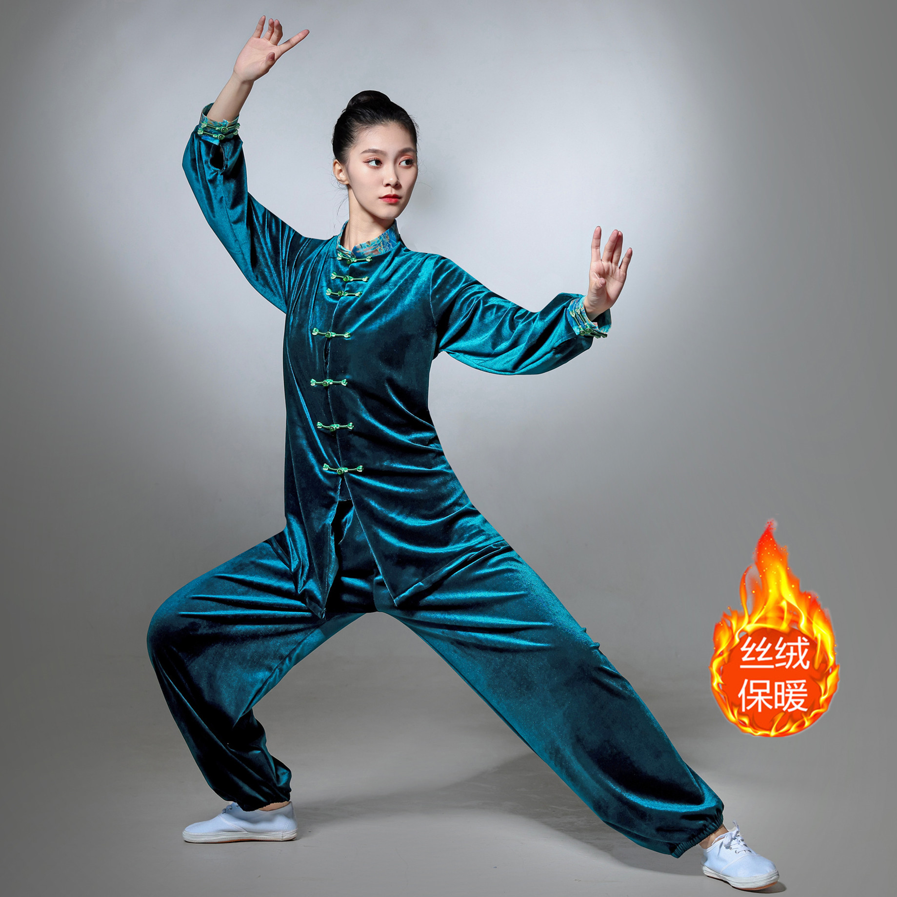 太极拳服八卦南i韩金丝韩国绒八段锦新款秋冬春秋练功武术服装男