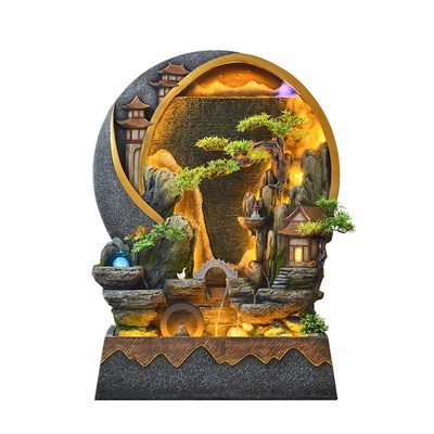 假山流水喷泉中式客厅屏风隔断落地摆件循环水造景庭院入户水幕墙