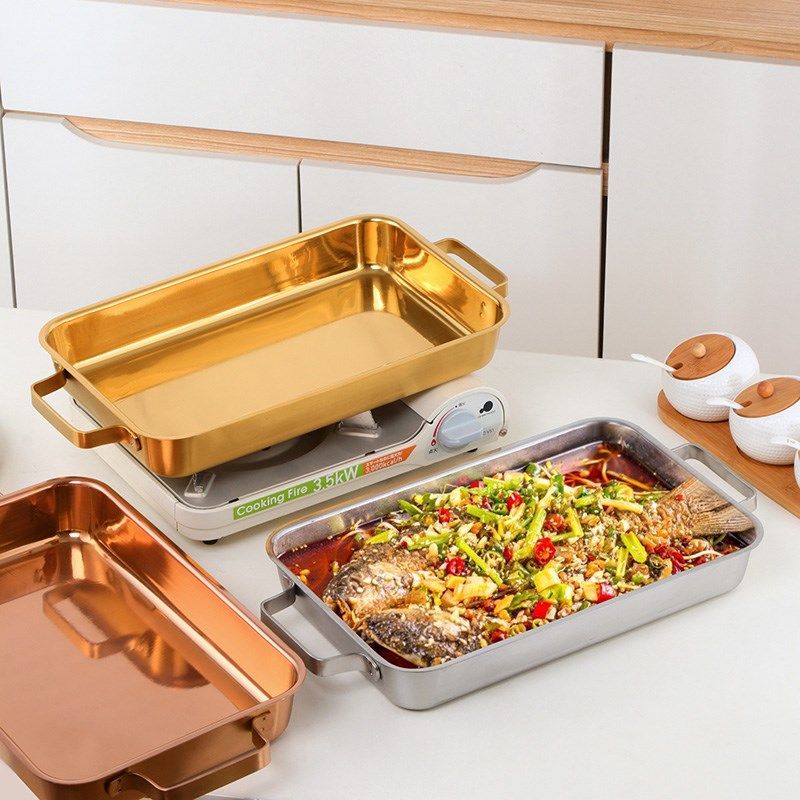 特厚不锈钢方盘加深托盘不锈钢托盆长方形餐盘烧烤盘烤鱼盘带手柄,餐饮具,盘,淘宝优惠券,粉丝福利购,淘宝优惠卷