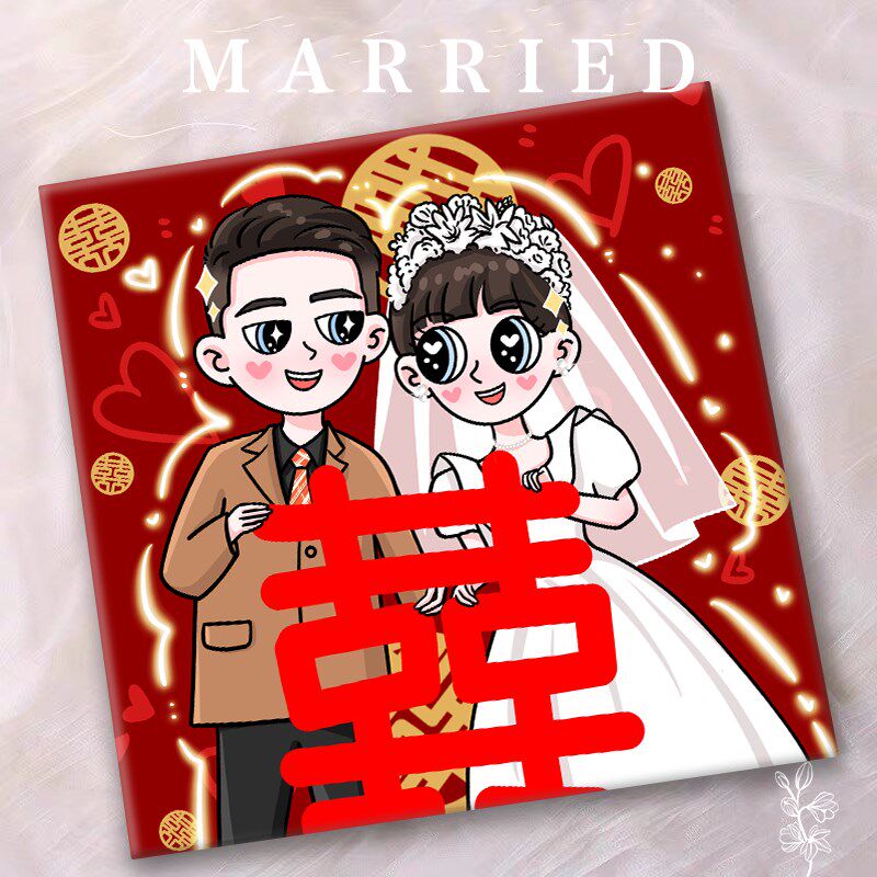 婚礼定制礼物送新人新娘闺蜜朋友订婚结婚私人订制手绘装饰画