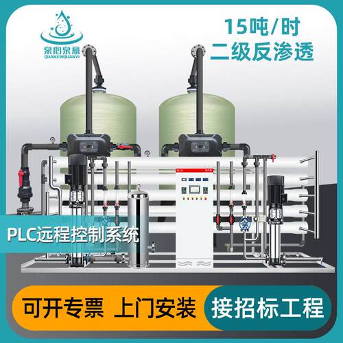 -15吨/时双级反渗透设备二级RO净水机商业用机水处理商用净水器