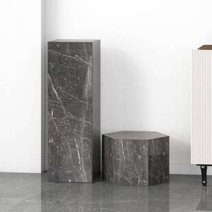 浦路斯灰大理石雕塑台底座现代电视柜旁花架客厅落地基座石墩摆件