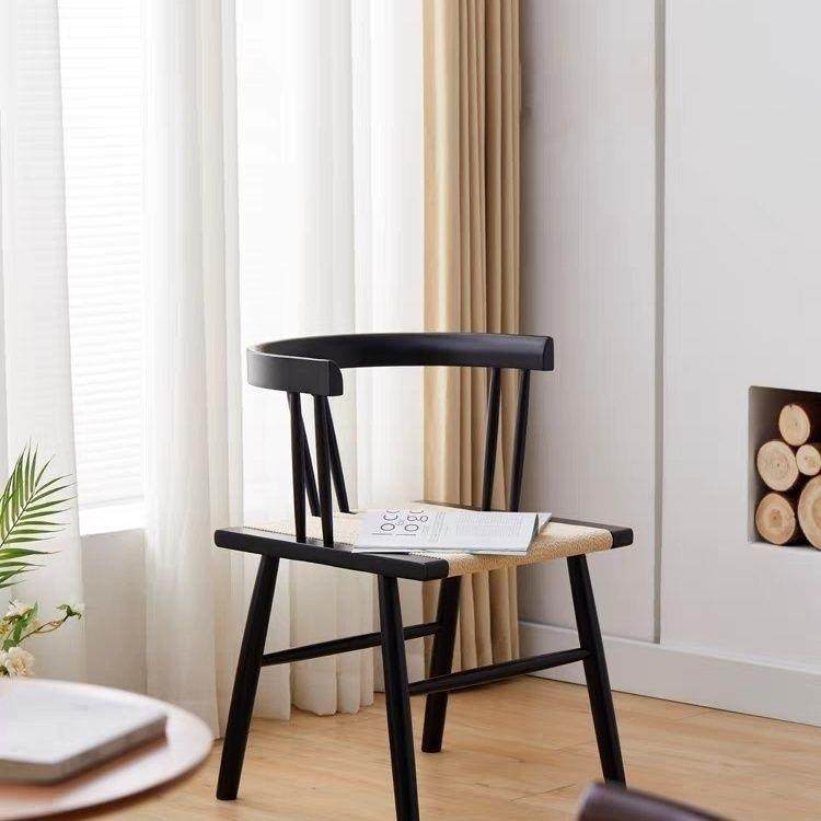 简约实木绳编椅复古新中式民宿北欧咖啡厅靠背椅子餐椅编织椅主椅