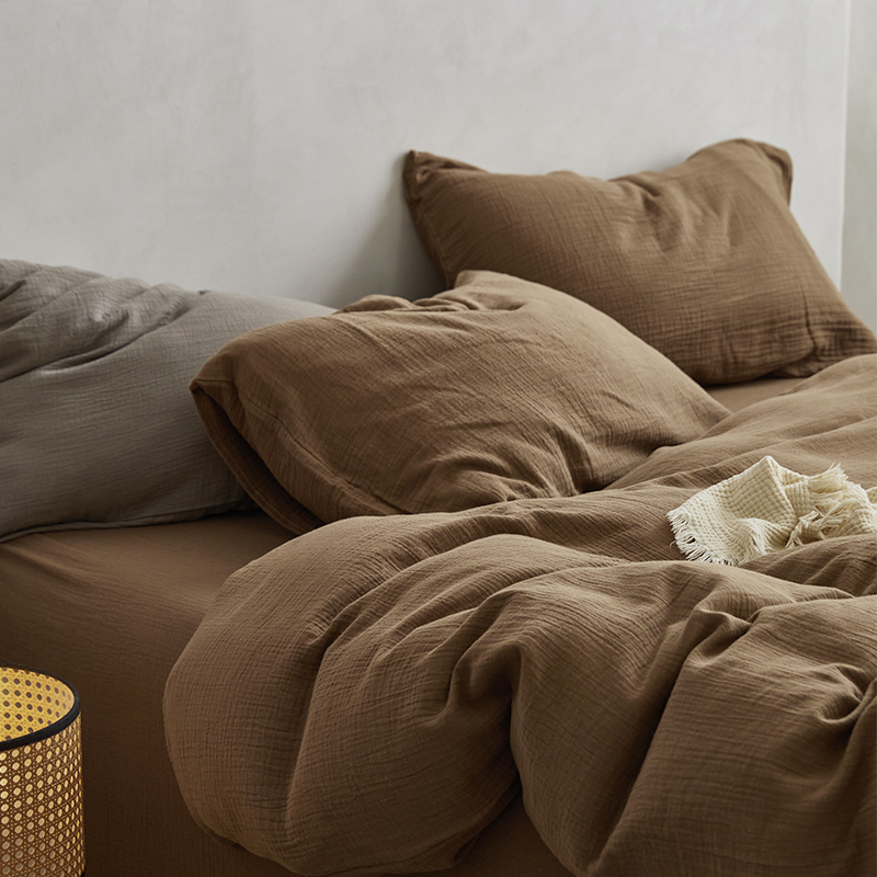 a类棉纱单件  全棉双层纱肌理感纱棉床单被套美拉德被罩纱布