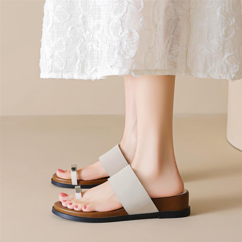 增高4cm~2026夏季新款一字带外穿套趾人N字平底夹趾外穿凉拖鞋女