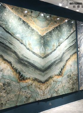 新款现代简约岩板1200x2v400无限连纹客厅沙发电视背景墙板材大板