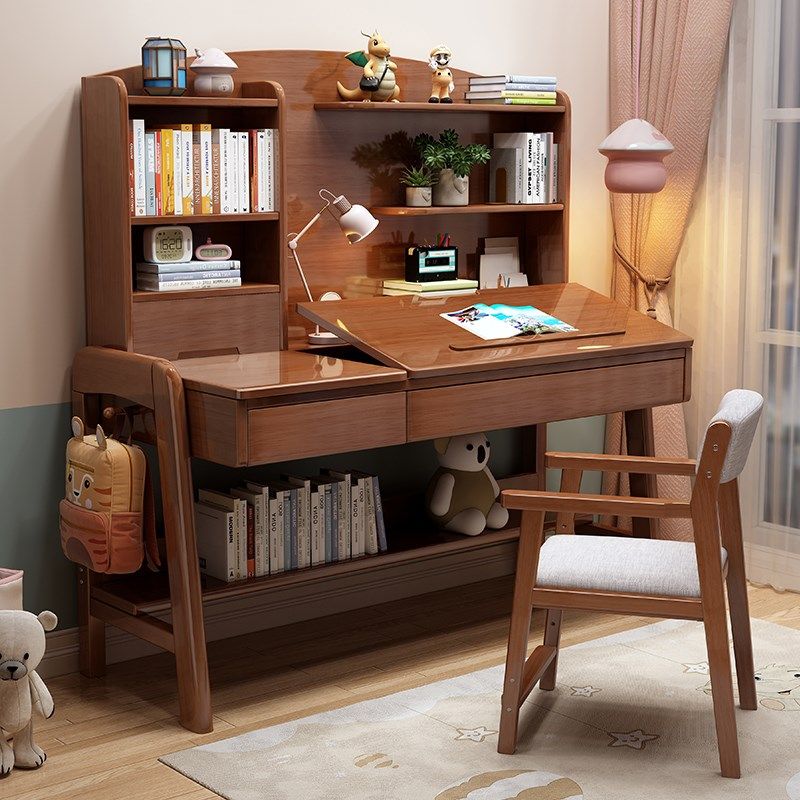 实木书桌学生家用儿童学习桌现代简约男孩卧室写字桌椅套装升降桌,住宅家具,儿童学习桌,淘宝优惠券,粉丝福利购,淘宝优惠卷