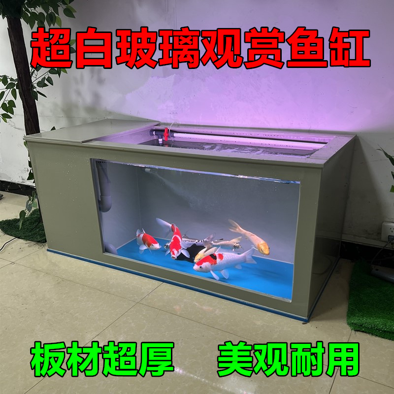 鱼缸地缸超白玻璃观赏锦鲤鱼池带过滤酒店超市饭店客厅PP塑料鱼箱