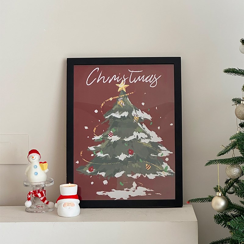 圣诞树装饰画客厅挂画小众艺术画沙发背景墙装饰餐厅壁画节日礼物图片
